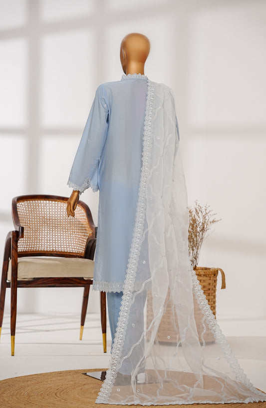 Amna Khadija Veranda Fancy Formals Embroidered Silk Stitched 3 Piece Suit - VFF-01 - AM25VFF1 - Blue - Festive Collection