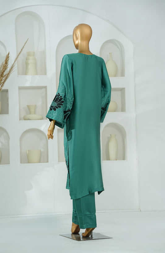 Amna Khadija Jhanvi Luxe Embroidered Shamooz Silk Stitched 2 Piece Suit - JLS-06 - AM26JHV - Green - Festive Collection