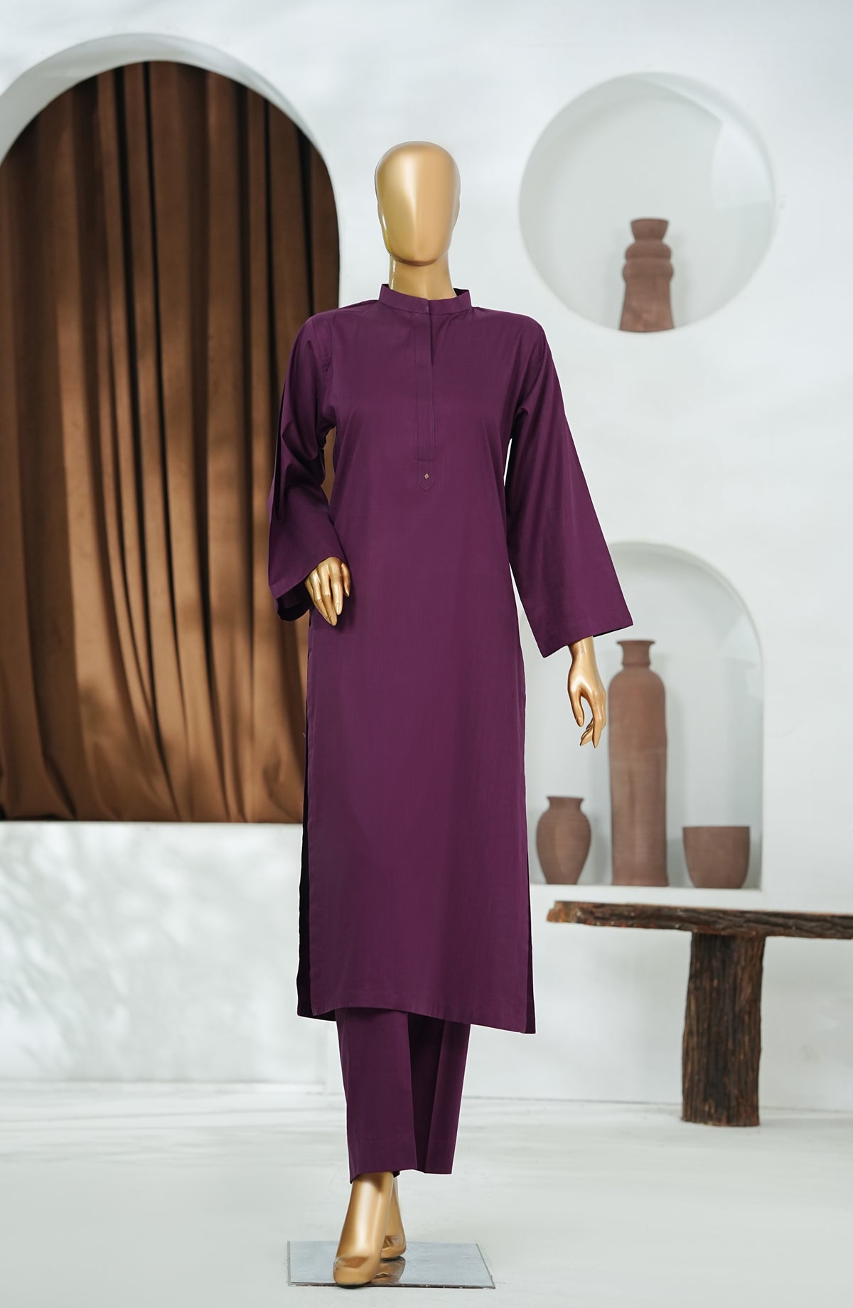 Amna Khadija Printed Cotton Stitched 2 Piece Suit - DPSS-01 - AM26DPSS - Purple - Daily Wear Collection