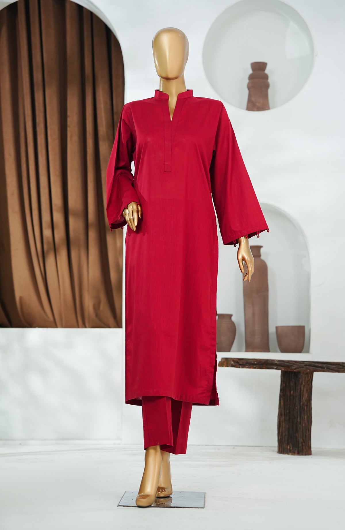 Amna Khadija Printed Cotton Stitched 2 Piece Suit - DPSS-03 - AM26DPSS - Red - Daily Wear Collection