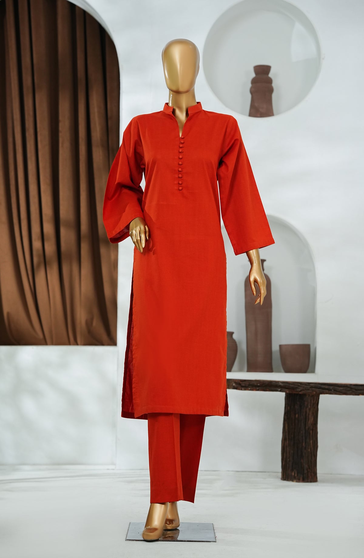 Amna Khadija Printed Cotton Stitched 2 Piece Suit - DPSS-05 - AM26DPSS - Orange - Daily Wear Collection