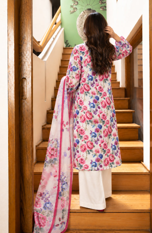Amna Khadija Printed Cotton Stitched 3 Piece Suit - AKED-02 - AM26VRY - Pink - Summer Collection