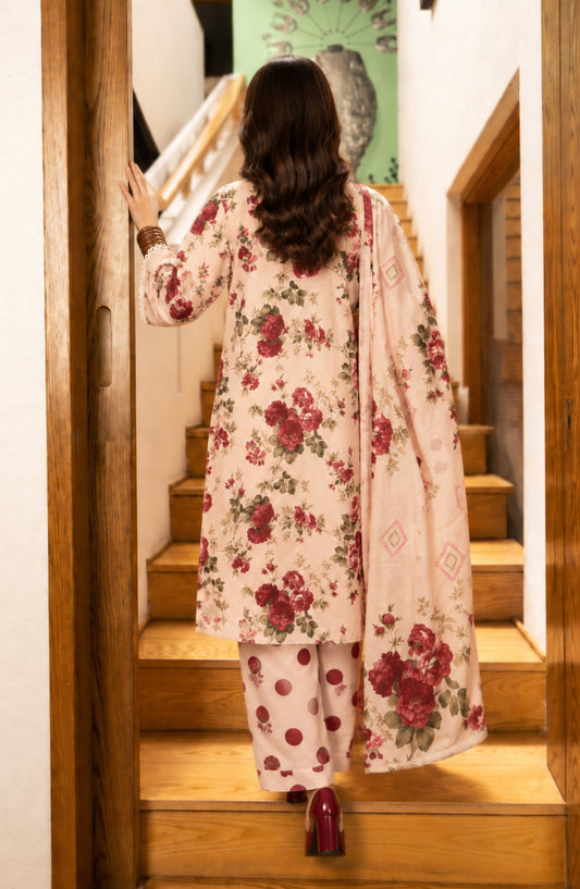 Amna Khadija Printed Cotton Stitched 3 Piece Suit - AKED-04 - AM26VRY - Fawn - Summer Collection