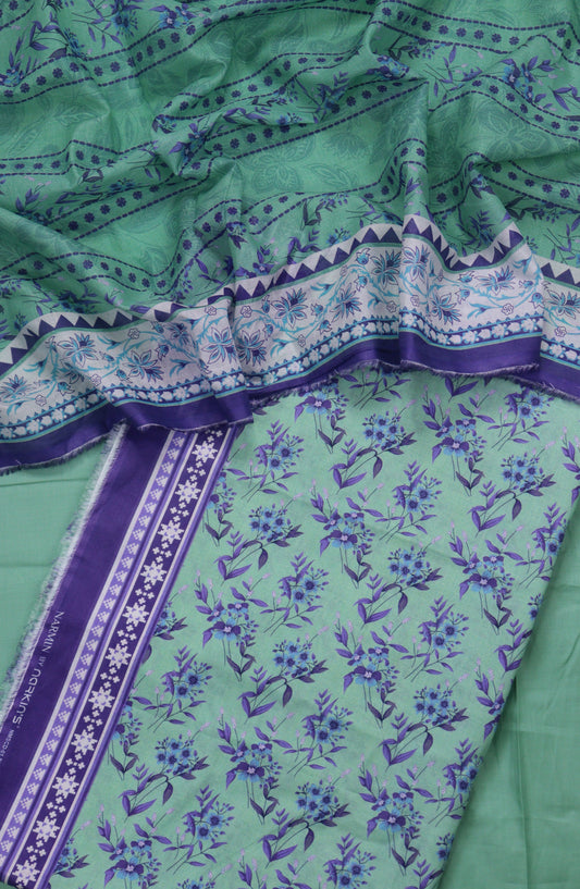 Amna Khadija Printed Cotton Unstitched 3 Piece Suit - Design-01 - AM25MIDC - Green - Mid Summer Collection