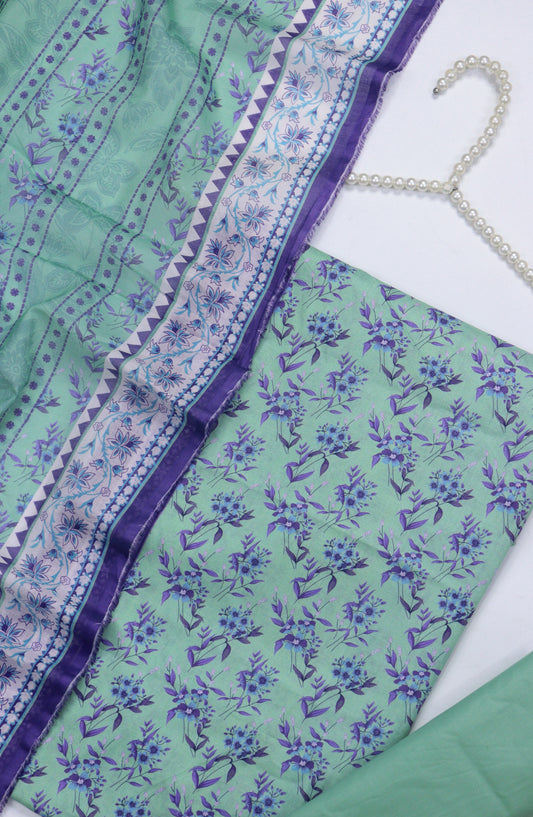 Amna Khadija Printed Cotton Unstitched 3 Piece Suit - Design-01 - AM25MIDC - Green - Mid Summer Collection