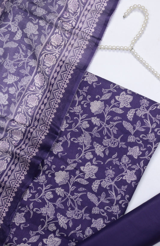 Amna Khadija Printed Cotton Unstitched 3 Piece Suit - Design-02 - AM25MIDC - Purple - Mid Summer Collection