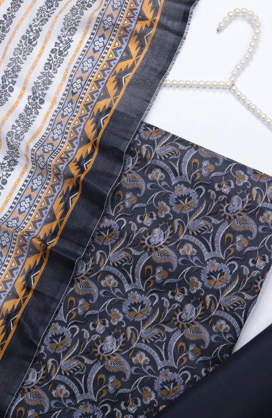 Amna Khadija Printed Cotton Unstitched 3 Piece Suit - Design-04 - AM25MIDC - Blue - Mid Summer Collection