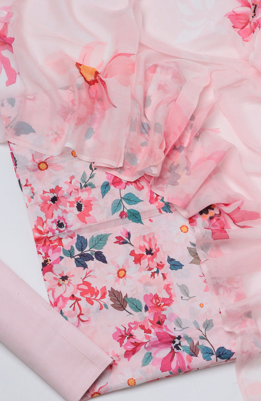 Amna Khadija Printed Lawn Unstitched 3 Piece Suit - D-09 - AM26PTX - Pink - Summer Collection