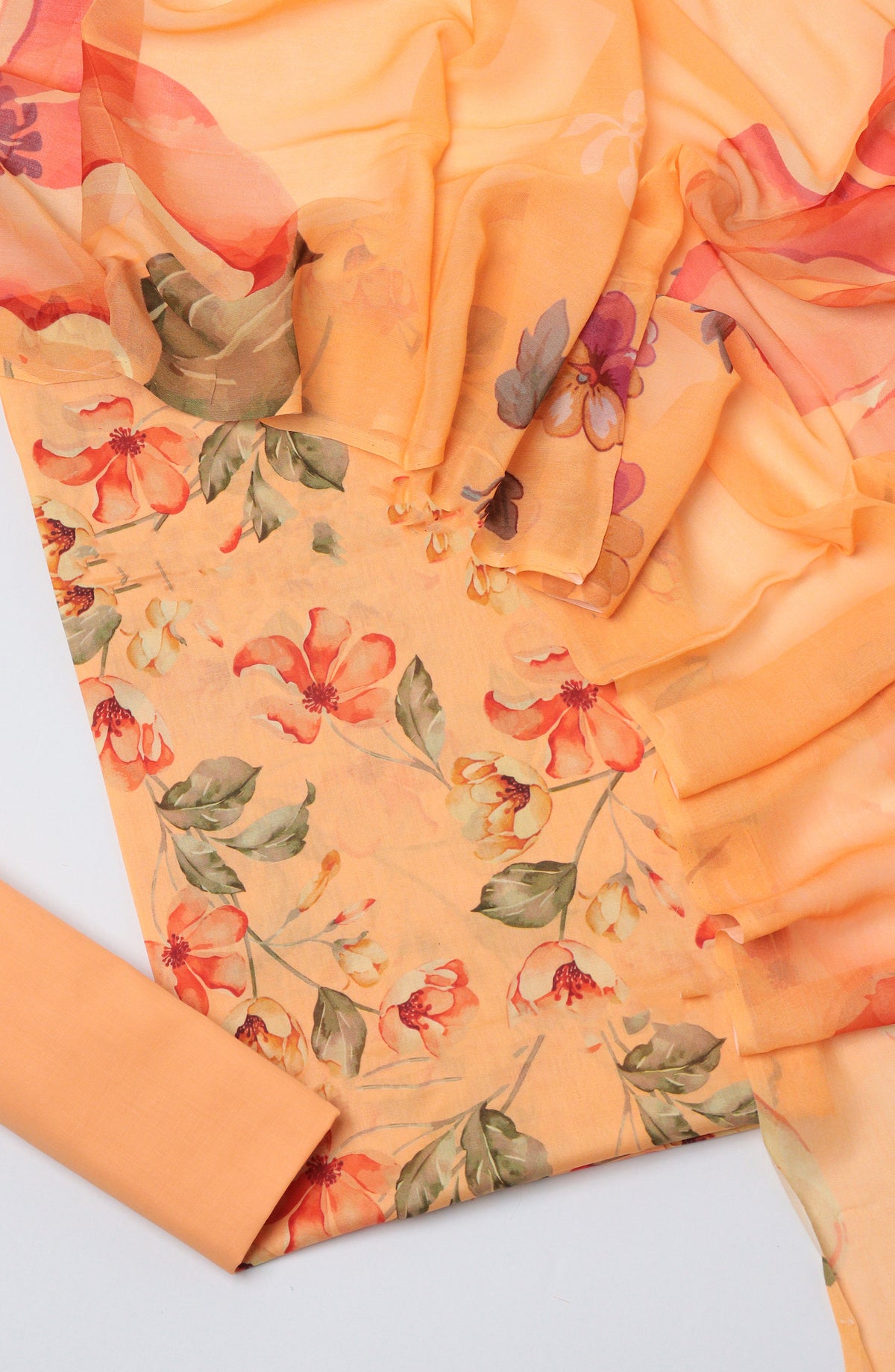 Amna Khadija Printed Lawn Unstitched 3 Piece Suit - D-07 - AM26PTX - Peach - Summer Collection