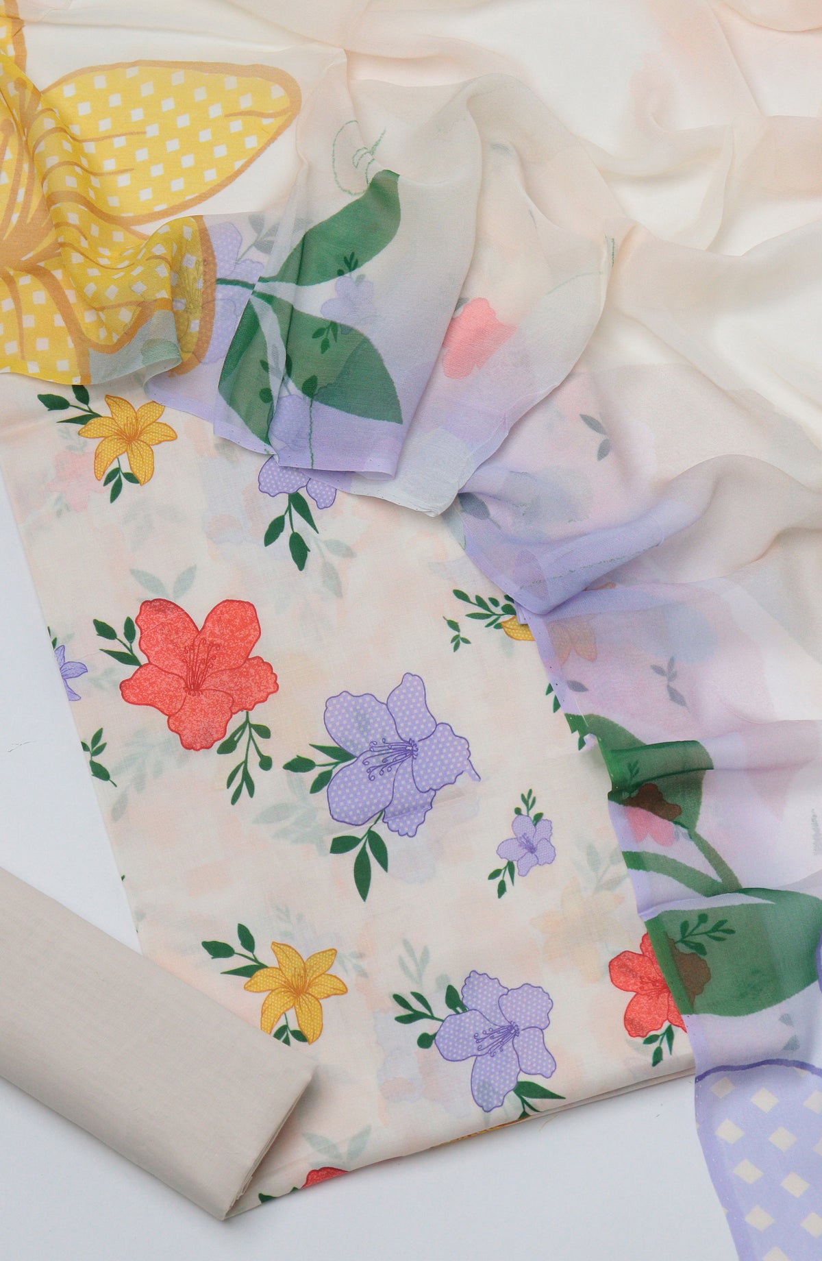 Amna Khadija Printed Lawn Unstitched 3 Piece Suit - D-03 - AM26PTX - White - Summer Collection