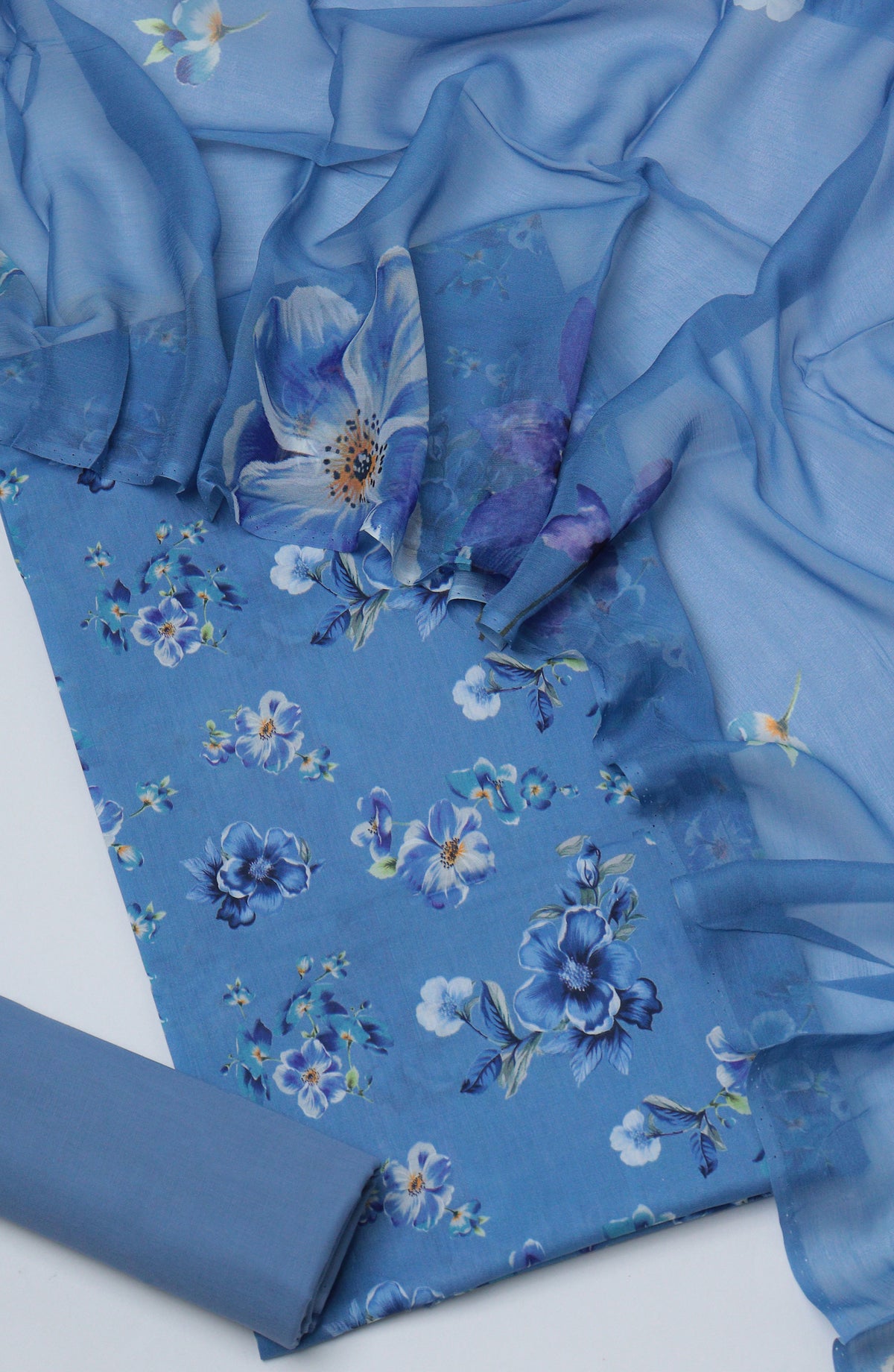 Amna Khadija Printed Lawn Unstitched 3 Piece Suit - D-02 - AM26PTX - Blue - Summer Collection