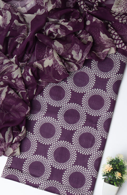 Amna Khadija Printed Lawn Unstitched 3 Piece Suit - D-01 - AM26PTX - Purple - Summer Collection