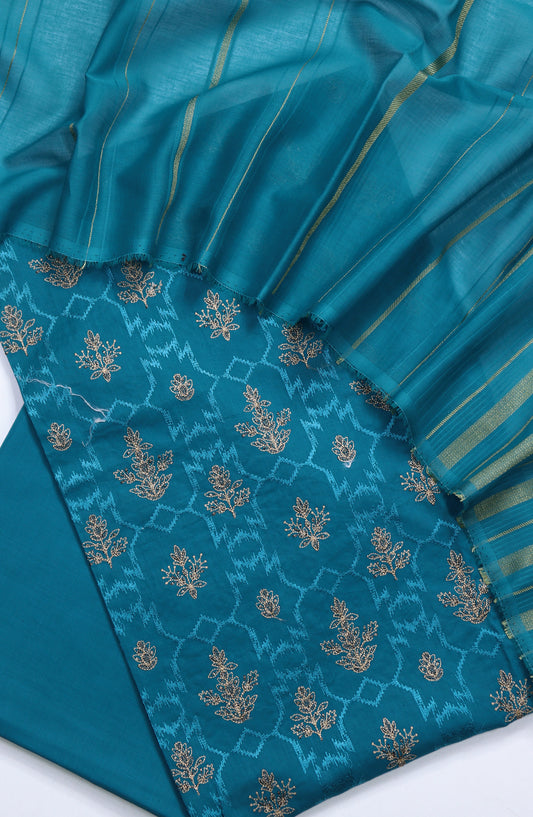 Amna Khadija Embroidered Lawn Unstitched 3 Piece Suit - Design-05 - AM25UBNR - Blue - Summer Collection