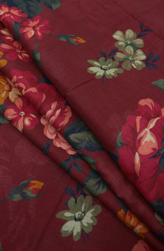 Amna Khadija Classic Printed Lawn Unstitched 2 Piece Suit - Design-22 - AK25CFL6 - Maroon - Summer Collection