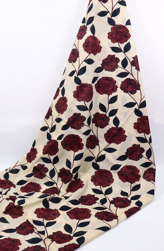 Amna Khadija Classic Printed Lawn Unstitched 2 Piece Suit - Design-24 - AK25CFL6 - Cream - Summer Collection