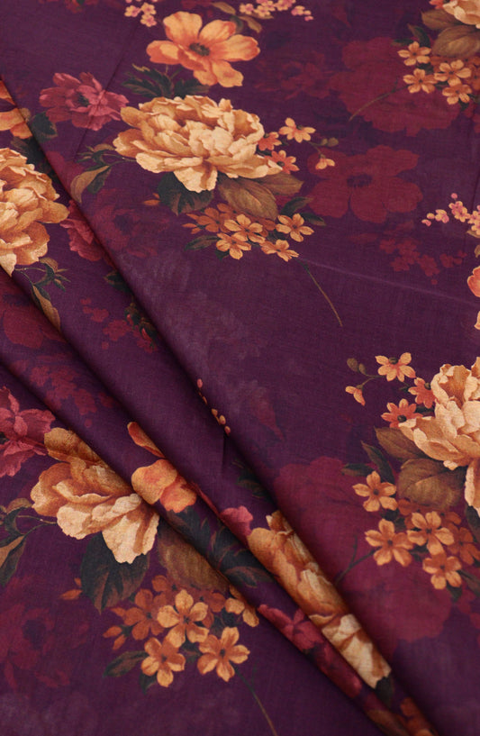 Amna Khadija Classic Printed Lawn Unstitched 2 Piece Suit - Design-35 - AK25CFL6 - Purple - Summer Collection