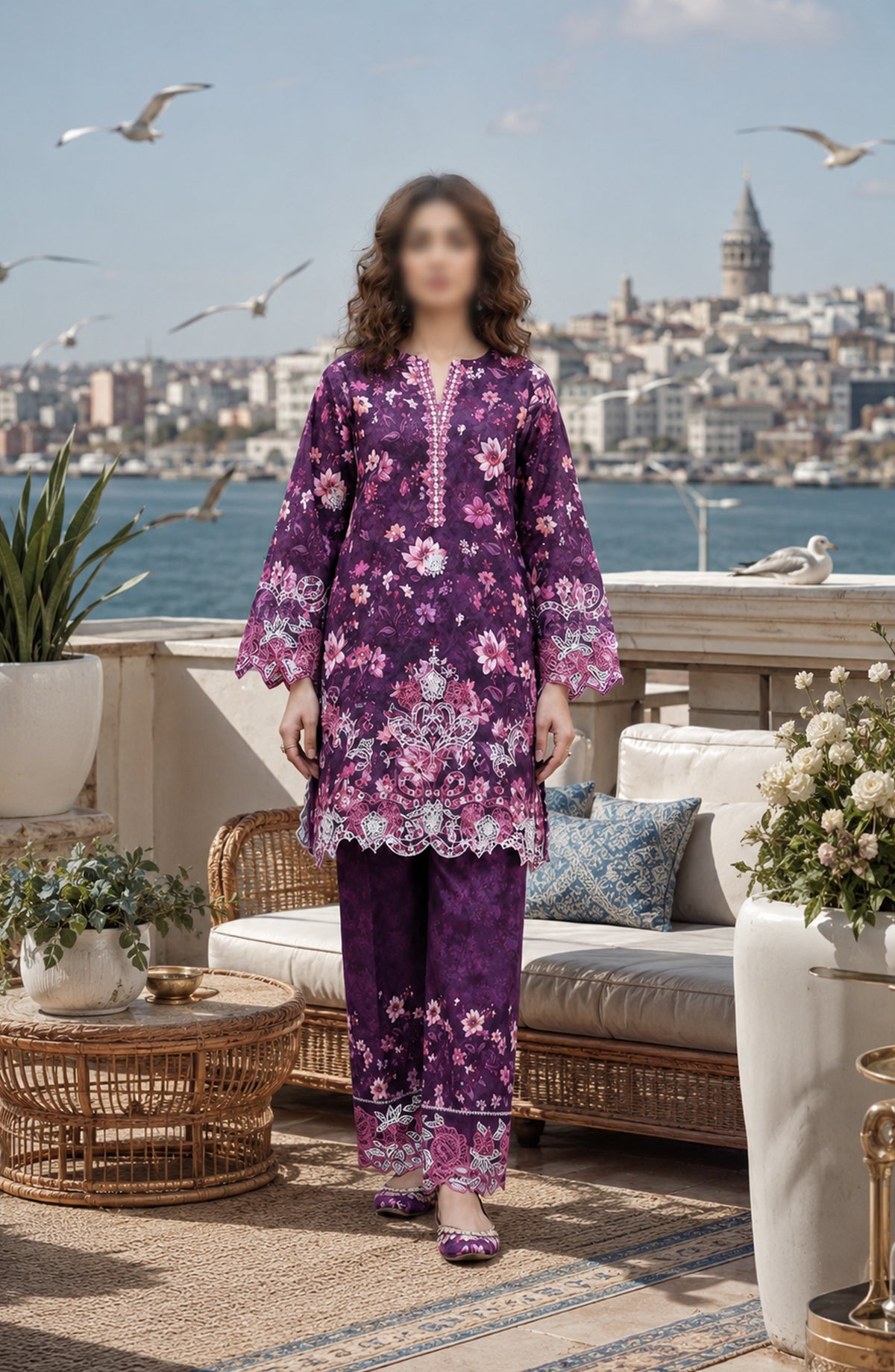 Amna Khadija Summer Essentials Embroidered Lawn Stitched 2 Piece Suit - AKSE-15 - AM26TIAL - Purple - Summer Collection