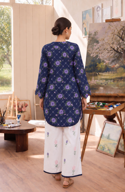 Amna Khadija Sureeli Embroidered Cotton Lawn Stitched 2 Piece Co-ord Set - AKSC-06 - AM26RLI - Blue - Summer Collection