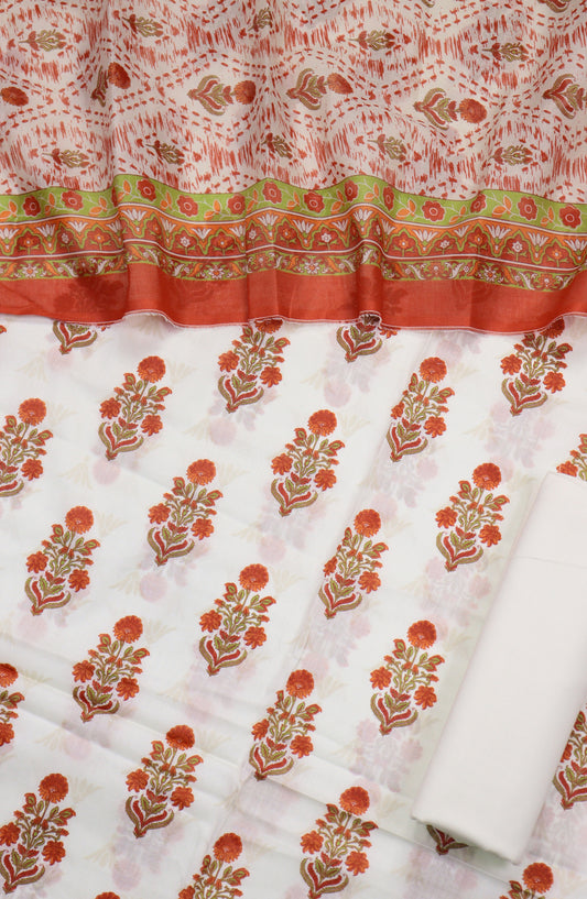 Amna Khadija Printed Cotton Unstitched 3 Piece Suit - Design-B-09 - AM25MIDC - Cream - Mid Summer Collection