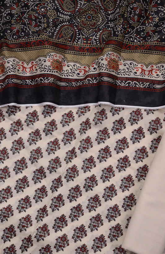 Amna Khadija Printed Cotton Unstitched 3 Piece Suit - Design-B-01 - AM25MIDC - Peach - Mid Summer Collection