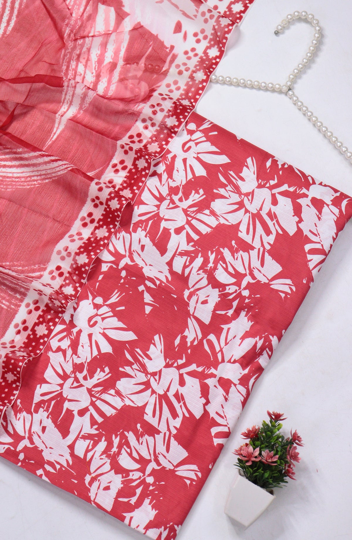 Amna Khadija Fancy Printed Lawn Unstitched 3 Piece Suit - D-10 - AM26FNC - Red - Summer Collection