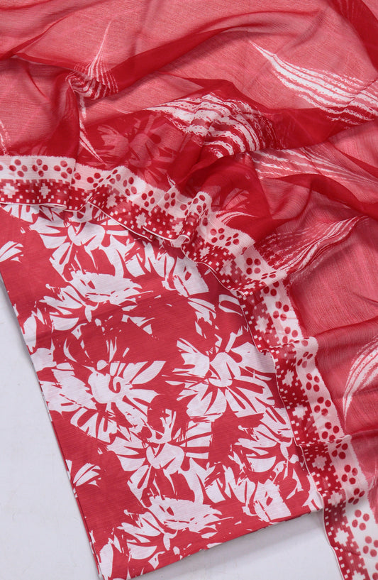 Amna Khadija Fancy Printed Lawn Unstitched 3 Piece Suit - D-10 - AM26FNC - Red - Summer Collection