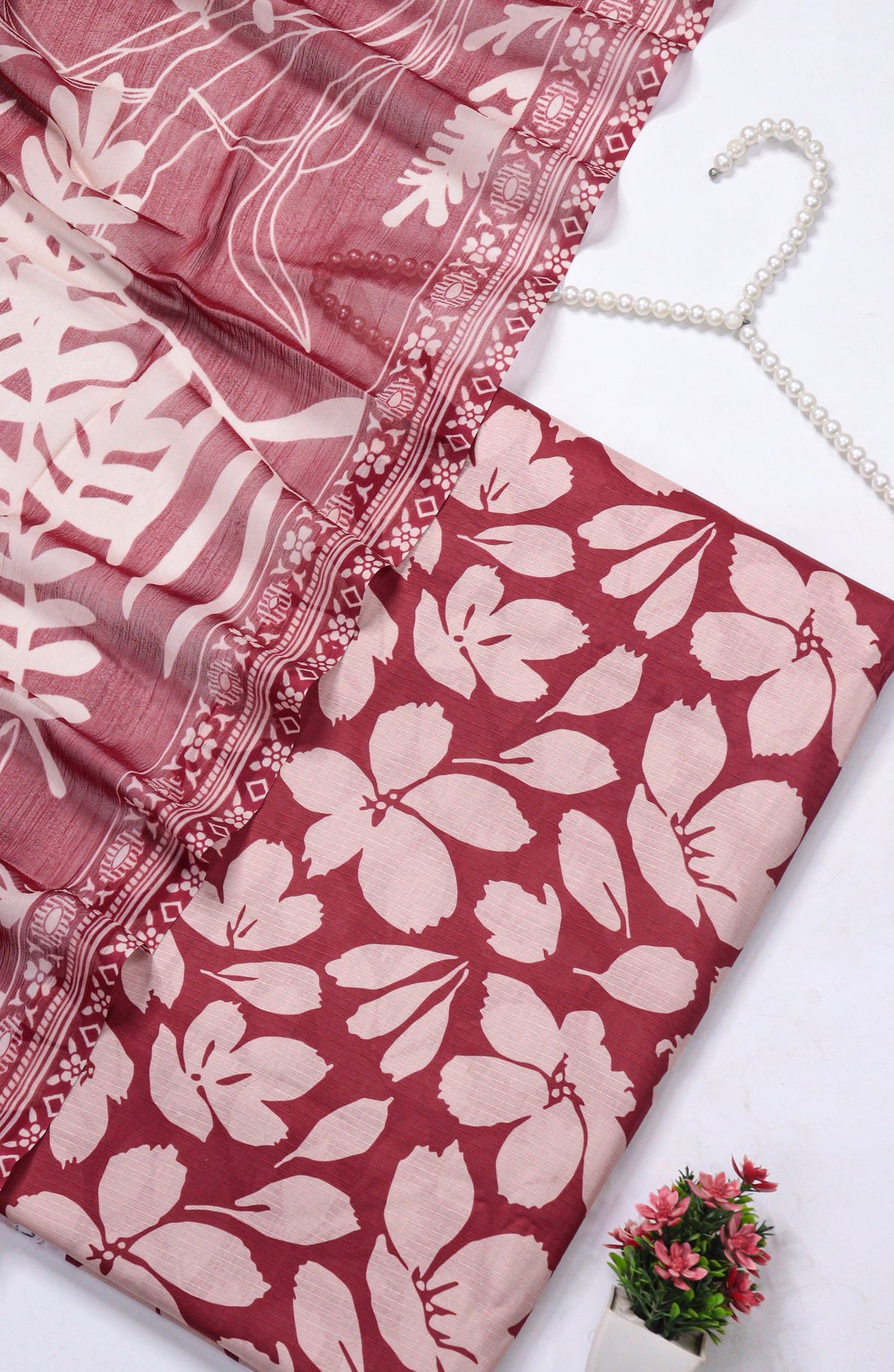 Amna Khadija Fancy Printed Lawn Unstitched 3 Piece Suit - D-09 - AM26FNC - Maroon - Summer Collection