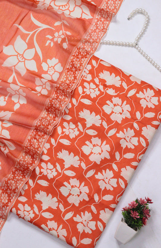 Amna Khadija Fancy Printed Lawn Unstitched 3 Piece Suit - D-07 - AM26FNC - Orange - Summer Collection