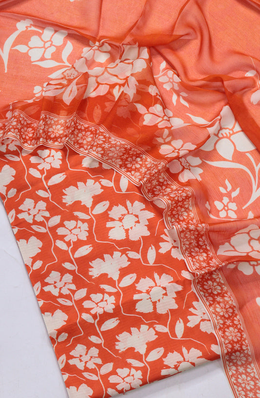 Amna Khadija Fancy Printed Lawn Unstitched 3 Piece Suit - D-07 - AM26FNC - Orange - Summer Collection