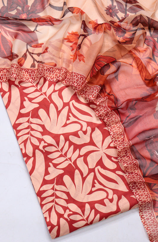 Amna Khadija Fancy Printed Lawn Unstitched 3 Piece Suit - D-03 - AM26FNC - Orange - Summer Collection