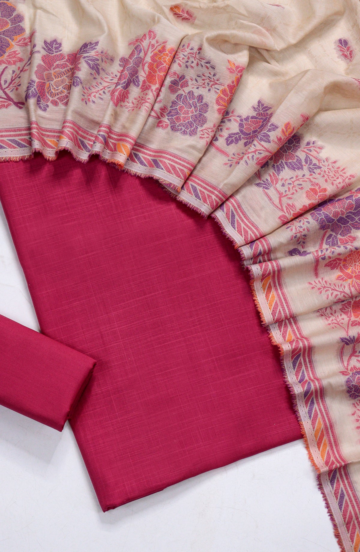 Amna Khadija Fancy Lawn Unstitched 3 Piece Suit - BD-05 - AM26FNC - Red - Summer Collection