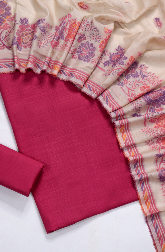 Amna Khadija Fancy Lawn Unstitched 3 Piece Suit - BD-05 - AM26FNC - Red - Summer Collection