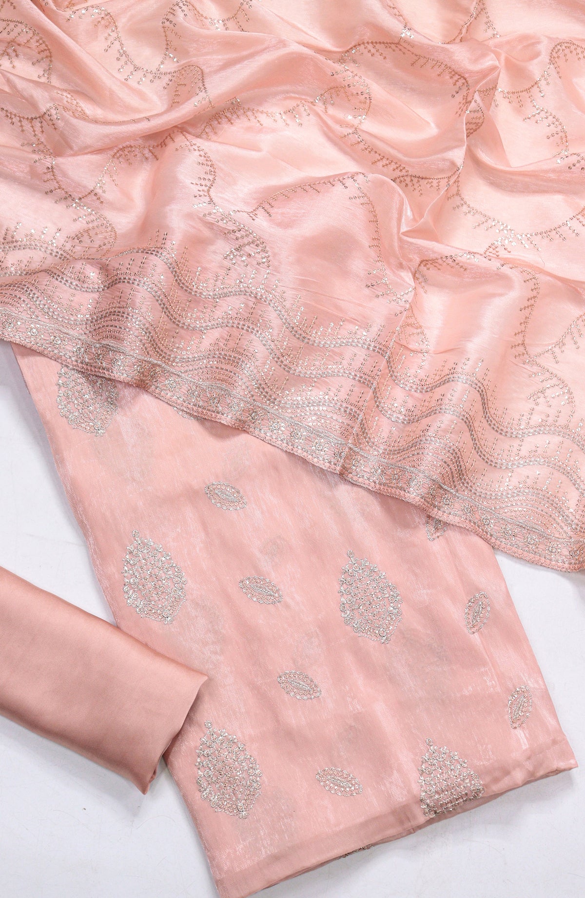 Amna Khadija Embroidered Sheesha Silk Unstitched 3 Piece Suit - D-05 - AM26SHES - Pink - Luxury Collection