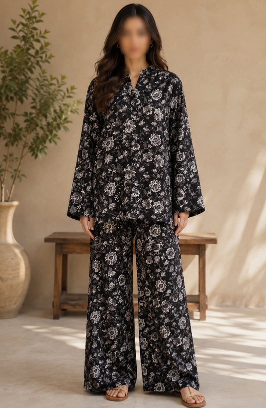 Amna Khadija Printed Lawn Unstitched 2 Piece Suit - PD-23 - AM26PDT - Black - Summer Collection