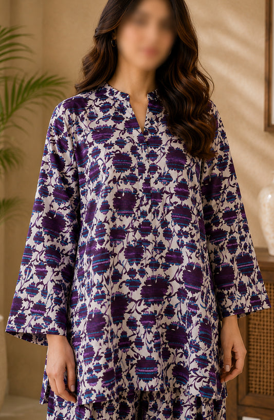 Amna Khadija Printed Lawn Unstitched 2 Piece Suit - PD-22 - AM26PDT - Purple - Summer Collection