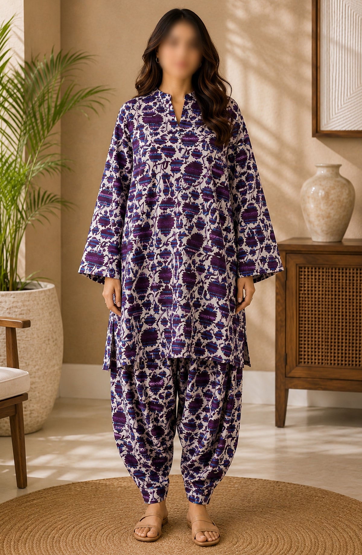 Amna Khadija Printed Lawn Unstitched 2 Piece Suit - PD-22 - AM26PDT - Purple - Summer Collection