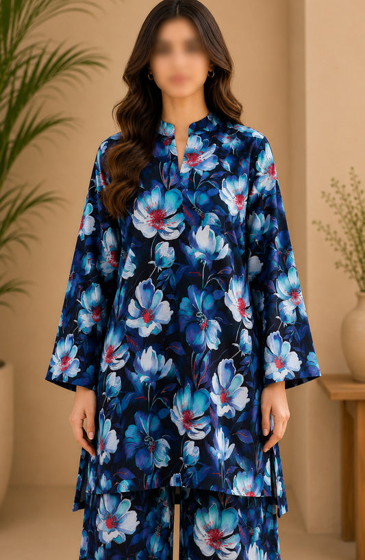 Amna Khadija Printed Lawn Unstitched 2 Piece Suit - PD-20 - AM26PDT - Blue - Summer Collection