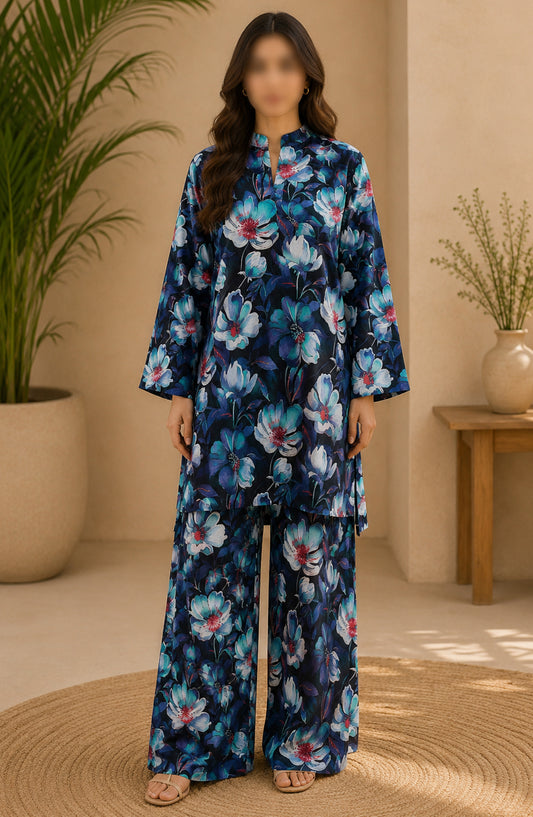 Amna Khadija Printed Lawn Unstitched 2 Piece Suit - PD-20 - AM26PDT - Blue - Summer Collection
