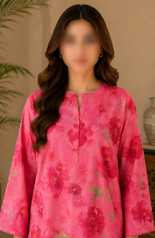 Amna Khadija Printed Lawn Unstitched 2 Piece Suit - PD-19 - AM26PDT - Pink - Summer Collection