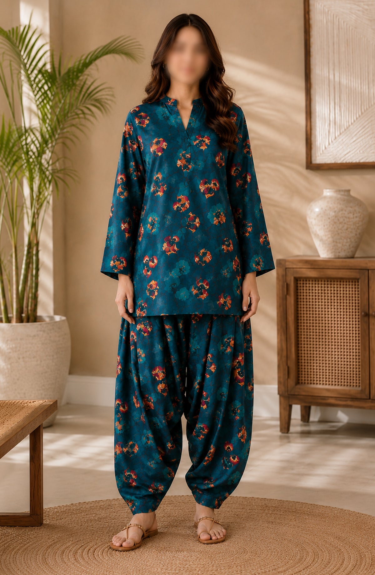 Amna Khadija Printed Lawn Unstitched 2 Piece Suit - PD-16 - AM26PDT - Blue - Summer Collection