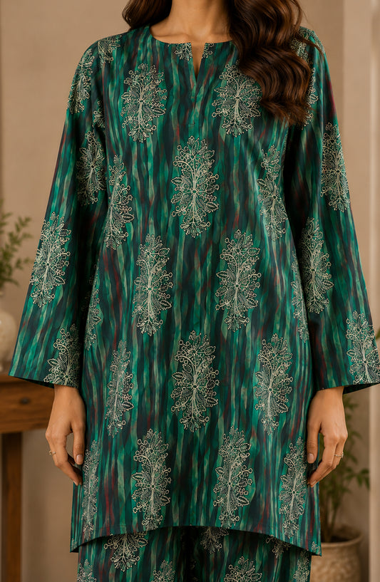Amna Khadija Printed Lawn Unstitched 2 Piece Suit - PD-15 - AM26PDT - Green - Summer Collection