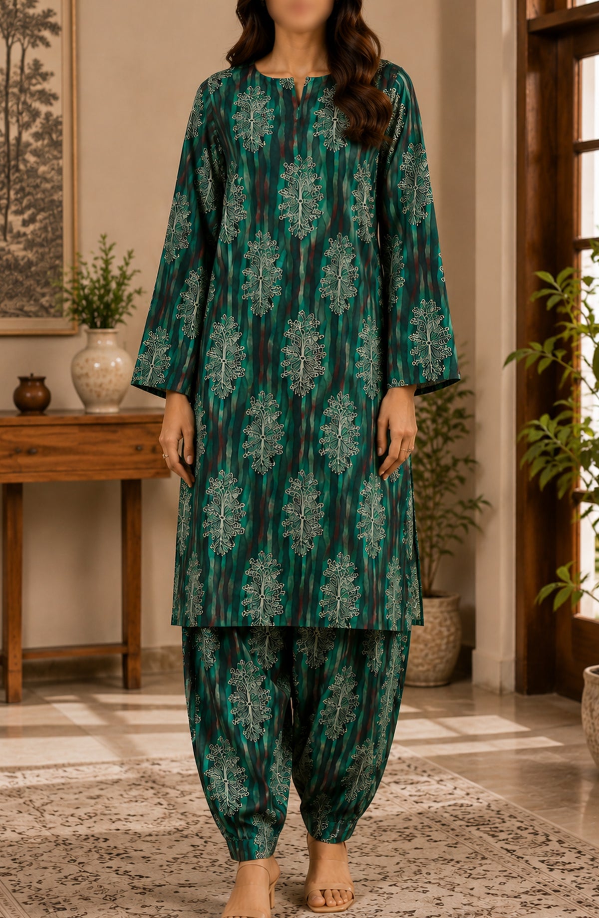Amna Khadija Printed Lawn Unstitched 2 Piece Suit - PD-15 - AM26PDT - Green - Summer Collection