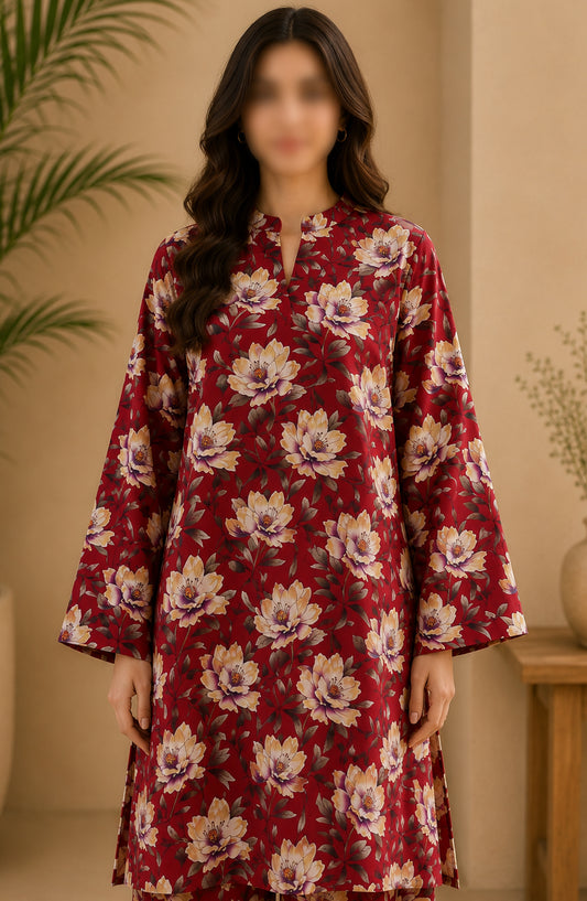 Amna Khadija Printed Lawn Unstitched 2 Piece Suit - PD-13 - AM26PDT - Red - Summer Collection