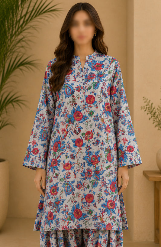 Amna Khadija Printed Lawn Unstitched 2 Piece Suit - PD-11 - AM26PDT - Blue - Summer Collection