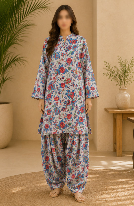 Amna Khadija Printed Lawn Unstitched 2 Piece Suit - PD-11 - AM26PDT - Blue - Summer Collection