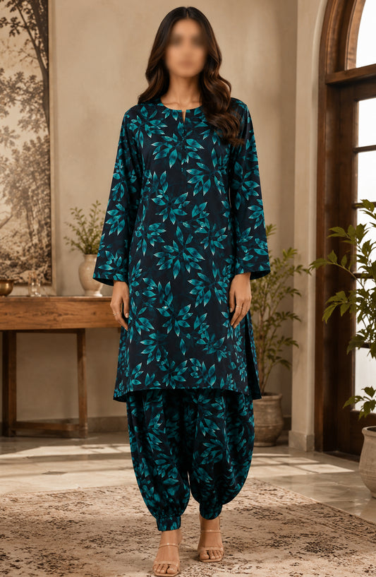 Amna Khadija Printed Lawn Unstitched 2 Piece Suit - PD-09 - AM26PDT - Teal - Summer Collection
