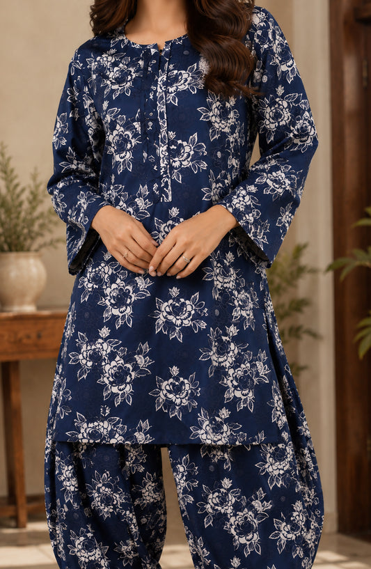 Amna Khadija Printed Lawn Unstitched 2 Piece Suit - PD-07 - AM26PDT - Blue - Summer Collection
