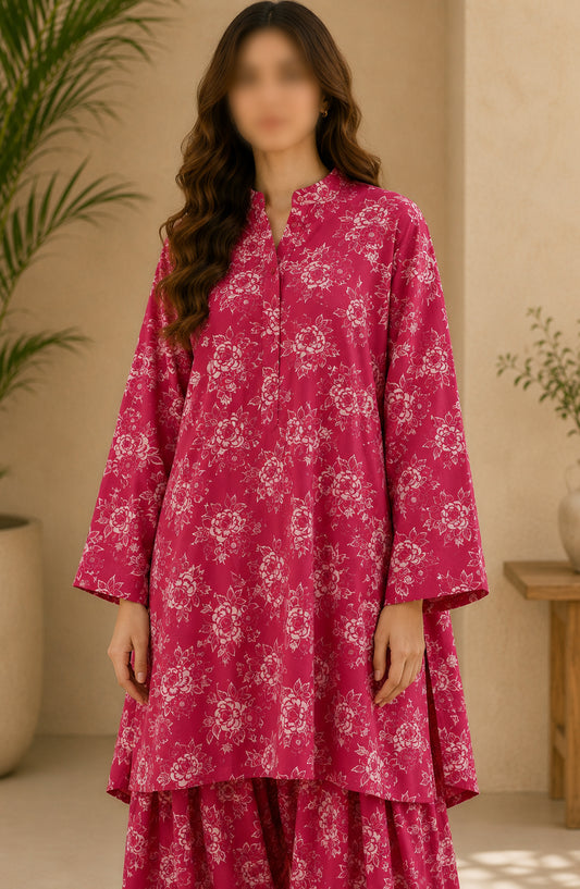 Amna Khadija Printed Lawn Unstitched 2 Piece Suit - PD-06 - AM26PDT - Pink - Summer Collection