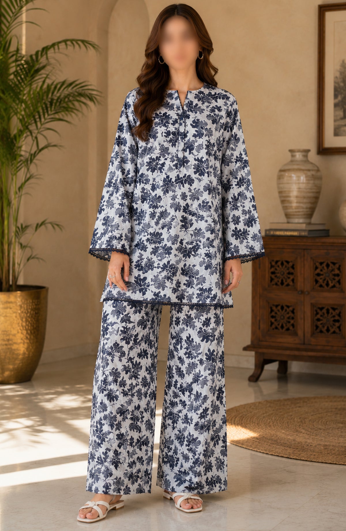 Amna Khadija Printed Lawn Unstitched 2 Piece Suit - PD-04 - AM26PDT - Blue - Summer Collection