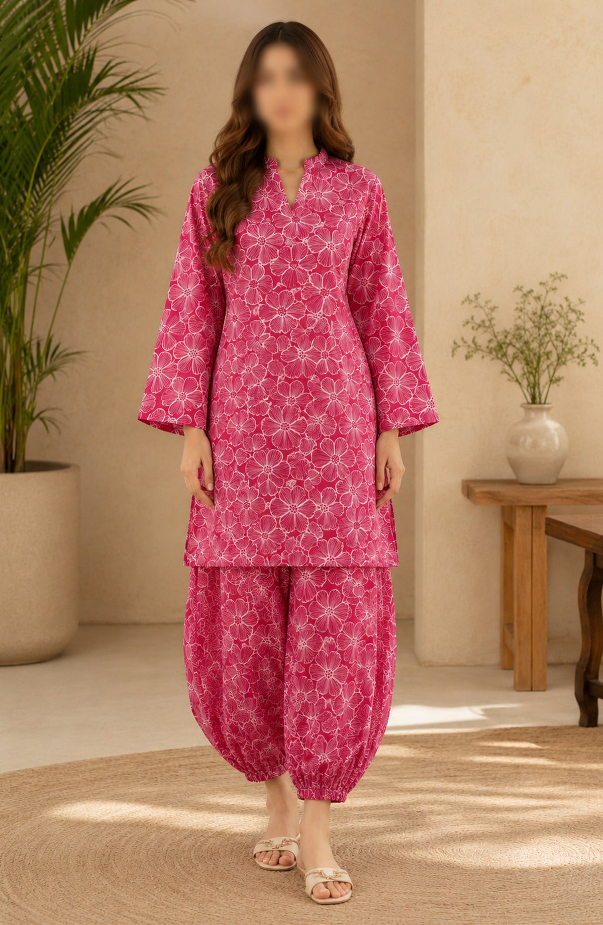 Amna Khadija Printed Lawn Unstitched 2 Piece Suit - PD-03 - AM26PDT - Pink - Summer Collection